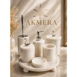 Mermer Top Ayaklı Standlı 7 Parça Lüks Banyo Seti
