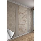 Mermer ve Ahşap Desenli Tek Parça Tekstil Duvar Kağıdı, 450 x 240