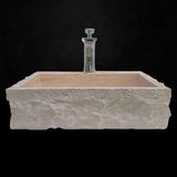 Mermer Yapı Market Traverten Dışı Doğal Patlatma Batarya Çıkışlı Lavabo