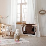 Mern Living Deri Bebek Asılı Salıncak - Ahşap Asılı Salıncak Koltuk Sandalyesi, Suni Deri Küçük Çocuk Hamak Sandalyesi, İç Mekan Dış Mekan Modern Salıncak Çocuklar Bebekler için, 6 ila 48 Ay, Çocuk