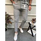 Mero Life Erkek Açık Gri Italyan Kesim Slim Fit Kaliteli Esnek Likralı Bilek Boy Kumaş Pantolon