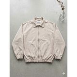Mero Life Erkek Basic Old Money Fermuarlı Oversize Mevsimlik Polo Yaka Gabardin Kumaş Ceket - Krem