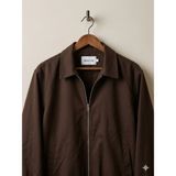Mero Life Erkek Basic Old Money Fermuarlı Oversize Mevsimlik Polo Yaka Gabardin Kumaş Kahverengi Ceket