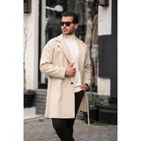 Mero Life Erkek Bej Kemerli Oversize Rahat Kesim Kaşe Kaban