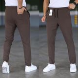 Mero Life Erkek Kahverengi Slim Fit Rahat Kesim Beli Bağlamalı Yan Cepli Likralı Jogger Pantolon L
