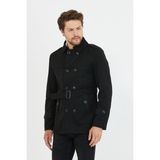 Mero Life Erkek Kemerli Kaşe Kaban Trenç Model - XL - Siyah