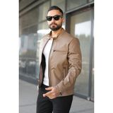 Mero Life Erkek Krem Dar Kesim Yeni Sezon Deri Ceket Mont - XL