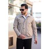 Mero Life Erkek Krem Su Ve Rüzgar Geçirmez Oversize Rahat Kesim Bel Lastikli Astarlı Mevsimlik Mont