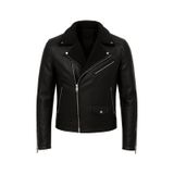 Mero Life Erkek Napa Deri Çapraz Fermuarlı İçi Full Kürklü Yüksek Kalite Slim Fit Siyah Mont & Ceket Siyah