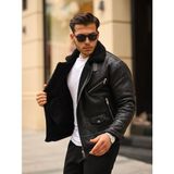 Mero Life Erkek Napa Deri Içi Full Kürklü Yüksek Kalite Slim Fit Mont & Ceket - 01-Siyah - XL