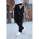 Mero Life Erkek Siyah Baggy Eşofman Altı Fermuarlı Paça Kaliteli Paraşüt Kumaş Siyah