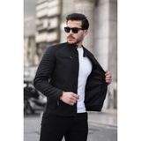 Mero Life Erkek Siyah Su ve Rüzgar Geçirmez Slim Fit Astarlı Mevsimlik Mont