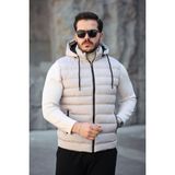 Mero Life Erkek Standart Fit Çıkarılır Kapüşonlu Cepli Fermuarlı Şişme Yelek - 2XL - Bej