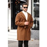 Mero Life Erkek Taba Kemerli Oversize Rahat Kesim Kaşe Kaban