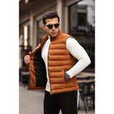 Mero Life Erkek Taba Nubuk Süet Şişme Yelek - XL