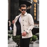 Mero Life Erkek Taş Mevsimlik Astarlı Kemerli Kruvaze Trençkot - 2XL