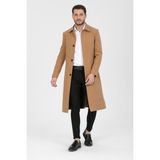 Mero Life Erkek Vizyon Dar Kesim Uzun Yün Karışımlı Kaşe Gömlek Yaka Palto&kaban - 3XL