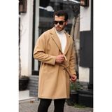 Mero Life Erkek Vizyon Kemerli Oversize Rahat Kesim Kaşe Kaban - XL