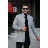Mero Life Erkek Yeni Sezon Açık Gri Kaşe Kaban - 2XL