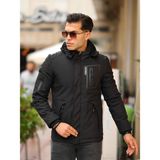 Mero Life Outdoor Kapüşonlu Su ve Rüzgar Geçirmez Kapitone Içi Kürklü Elyaf Dolgulu Şişme Siyah Softshell Mont - 2XL