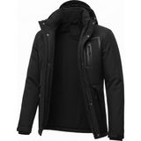 Mero Life Outdoor Kapüşonlu Su ve Rüzgar Geçirmez Kapitone Içi Kürklü Elyaf Dolgulu Şişme Siyah Softshell Mont - 4XL