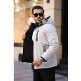 Mero Life Outdoor Kapüşonlu Su ve Rüzgar Geçirmez Kapitone Içi Kürklü Elyaf Dolgulu Taş Rengi Softshell Mont