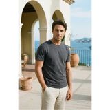 Mero Life Unisex Slim Fit Dar Kesim % 100 Pamuk Yumuşak Dokulu Bisiklet Yaka Antrasit Tişört - XL