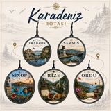 Meröka 5 Adet Karadeniz Rotası Tasarımlı Oto Kokusu,araba Kokusu,oto Aksesuarı ve Dikiz Ayna Süsü