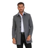 MeroLife Mero Life Erkek Gri Dar Kesim Yün Karışımlı Kaşe Gömlek Yaka Palto Kaban L Mero-227NM