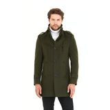 MeroLife Mero Life Erkek Haki Dar Kesim Dik Yaka Uzun Kaşe Kaban XL Mero-313NM