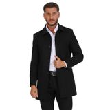 MeroLife Mero Life Erkek Siyah Dar Kesim Yün Karışımlı Kaşe Gömlek Yaka Palto Kaban XL Mero-221NM