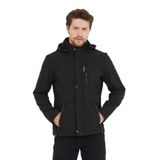 MeroLife Mero Life Erkek Siyah Kapüşonlu Su Ve Rüzgar Geçirmez Softshell Mont XL Mero-62NM