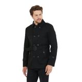 MeroLife Mero Life Erkek Siyah Kemerli Kaşe Kaban Trenç Model XL Mero-328NM