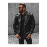 MeroLife Mero Life Erkek Siyah Yeni Sezon Çapraz Fermuarlı Deri Ceket Mont -XL Mero-495NM