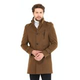 MeroLife Mero Life Erkek Taba Dar Kesim Dik Yaka Uzun Kaşe Kaban L Mero-275NM