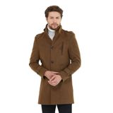 MeroLife Mero Life Erkek Taba Dar Kesim Dik Yaka Uzun Kaşe Kaban XL Mero-276NM