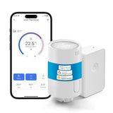 Meross Akıllı Termostat Vanası ve Hub, HomeKit Uyumlu Akıllı Radyatör Vanası, WLAN Akıllı Termostat, Uzaktan Kontrol, Siri Alexa Google Assistant Uyumlu, 6 Adaptör, Beyaz