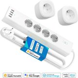 Meross Wi-Fi Uzaktan Kontrollü Akım Korumalı 4 USB Girişli Akıllı 4lü Priz Ve 2li Tekli Priz Seti - Meross Wi-Fi Apple HomeKit Google Assistant ve Alexa Uyumlu Akım Korumalı 4 USB Girişli Akıllı 4lü Priz Ve İki Adet Tekli Priz Seti-MSS425F-210X2