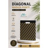 Merpak Ambalaj Çizgili Mağaza Poşeti (NO 3) 50 Adet 33x45 Cm Çizgili Takviyeli Poşet Diagonal Poşet