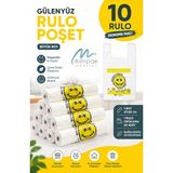 Merpak Ambalaj Gülenyüz Baskılı Büyük Boy Rulo Poşet 27x55 cm Plastik Malzeme 10 Rulo Manav Poşeti Hışır Atlet Poşet