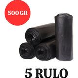 Merpak Ambalaj Kalın Çöp Torbası 500 gr X 5 Rulo Siyah Çöp Poşeti 80x110 Cm Jumbo Endüstriyel Çöp Torbası