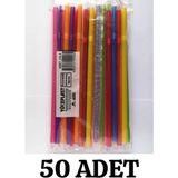 Merpak Ambalaj Kalın Pipet 50'li Paket Jelatinli Sargılı Pipet Frozen Körüklü Pipet - Renkli