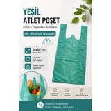 Merpak Ambalaj Kalın Yeşil Poşet Büyük Boy 1 kg Hışır Atlet Poşet 30X60 cm Çöp Poşeti Market Manav Poşeti