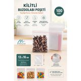Merpak Ambalaj Kilitli Torba 13x16 Cm 100'lü Kilitli Buzdolabı Poşeti Şeffaf Kilitli Poşet Kilitli Saklama Poşeti