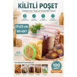 Merpak Ambalaj Kilitli Torba 17x23 Cm 100'lü Kilitli Buzdolabı Poşeti Şeffaf Kilitli Poşet Kilitli Saklama Poşeti