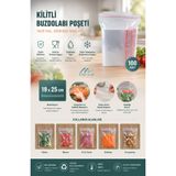 Merpak Ambalaj Kilitli Torba 19x25 Cm 100'lü Kilitli Buzdolabı Poşeti Şeffaf Kilitli Poşet Kilitli Saklama Poşeti