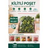 Merpak Ambalaj Kilitli Torba 26x36 Cm 100'lü Kilitli Buzdolabı Poşeti Şeffaf Kilitli Poşet Kilitli Saklama Poşeti