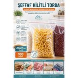Merpak Ambalaj Kilitli Torba Şeffaf Kilitli Poşet Naylon Torba 100'lü (Tüm Ebatlar) - 21 x 27 cm