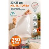 Merpak Ambalaj Kilitli Torba Şeffaf Kilitli Poşet Naylon Torba 23X31 cm 250'LI