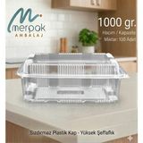 Merpak Ambalaj Plastik Saklama Kabı 1000 gr 100'LÜ Yüksek Kapaklı Kurabiye Kabı Şeffaf Sızdırmaz Kap